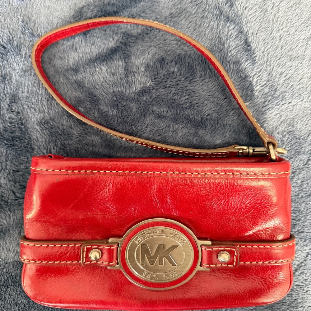 Michael Kors Cherry Red Wristlet with Silver Logo - Picture 11 of 16